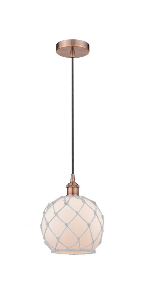 Farmhouse Rope - 1 Light - 8 inch - Antique Copper - Cord hung - Mini Pendant