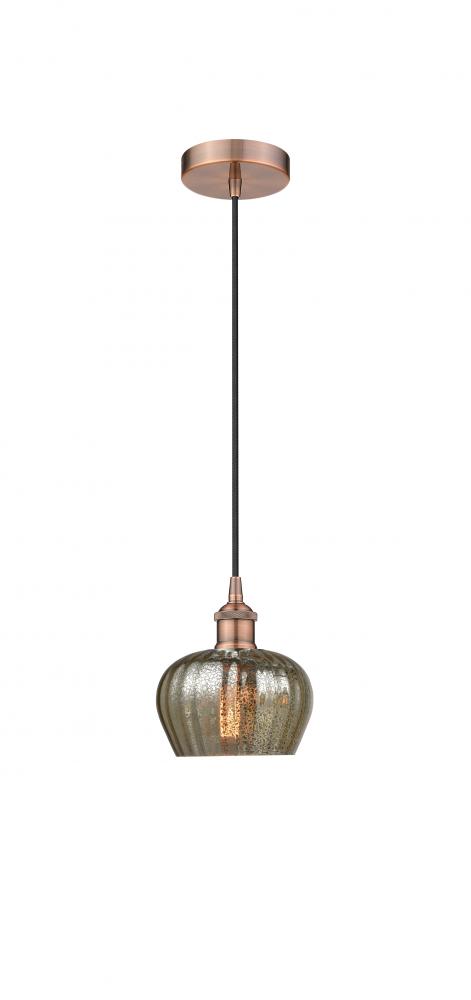 Fenton - 1 Light - 7 inch - Antique Copper - Cord hung - Mini Pendant