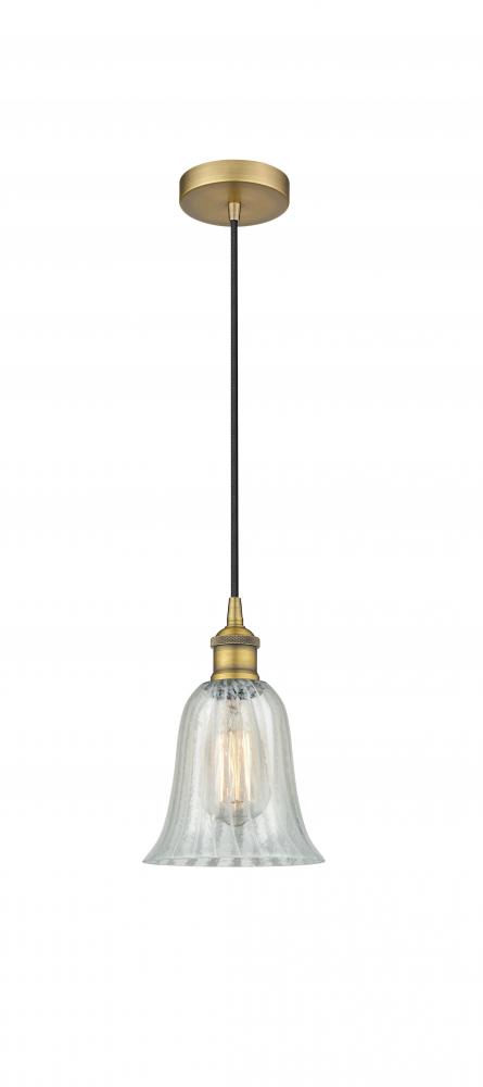 Hanover - 1 Light - 6 inch - Brushed Brass - Cord hung - Mini Pendant