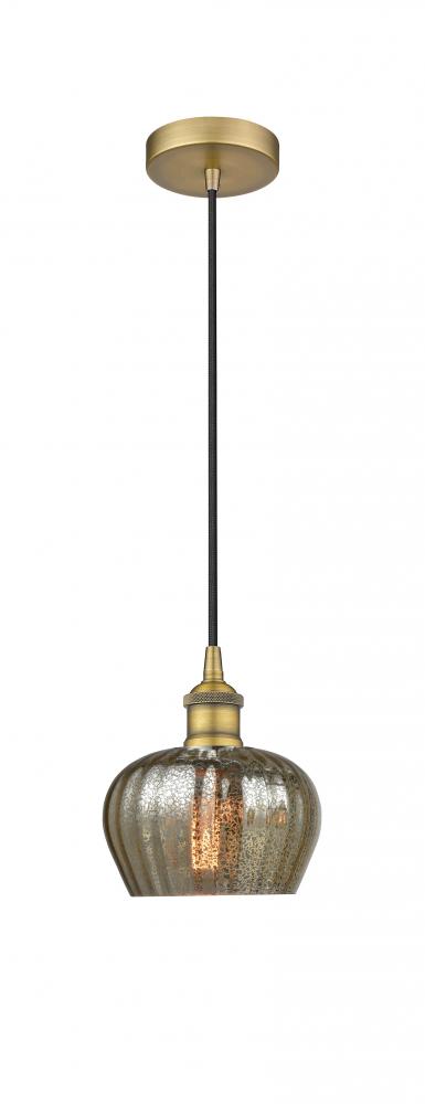 Fenton - 1 Light - 7 inch - Brushed Brass - Cord hung - Mini Pendant