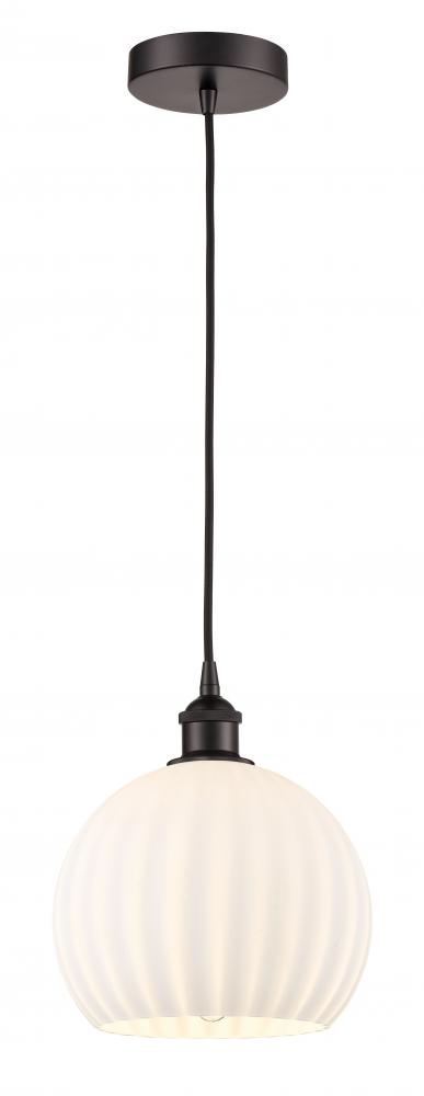 White Venetian - 1 Light - 10 inch - Oil Rubbed Bronze - Cord Hung - Mini Pendant