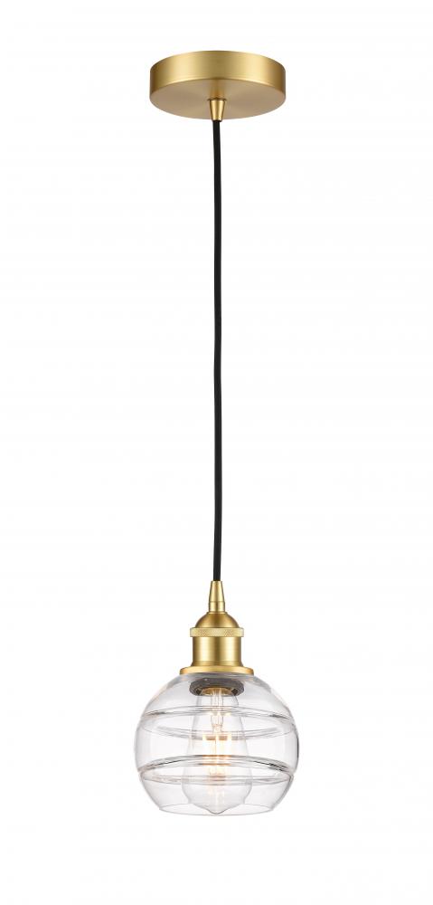 Rochester - 1 Light - 6 inch - Satin Gold - Cord hung - Mini Pendant