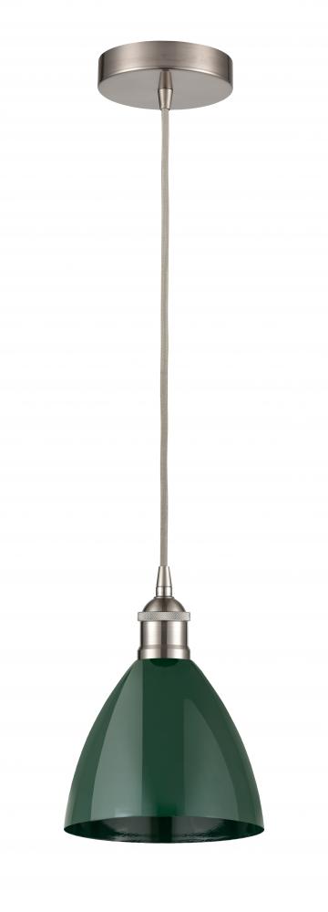 Plymouth - 1 Light - 8 inch - Brushed Satin Nickel - Cord hung - Mini Pendant