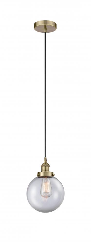 Beacon - 1 Light - 8 inch - Antique Brass - Cord hung - Mini Pendant