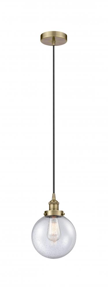 Beacon - 1 Light - 8 inch - Antique Brass - Cord hung - Mini Pendant