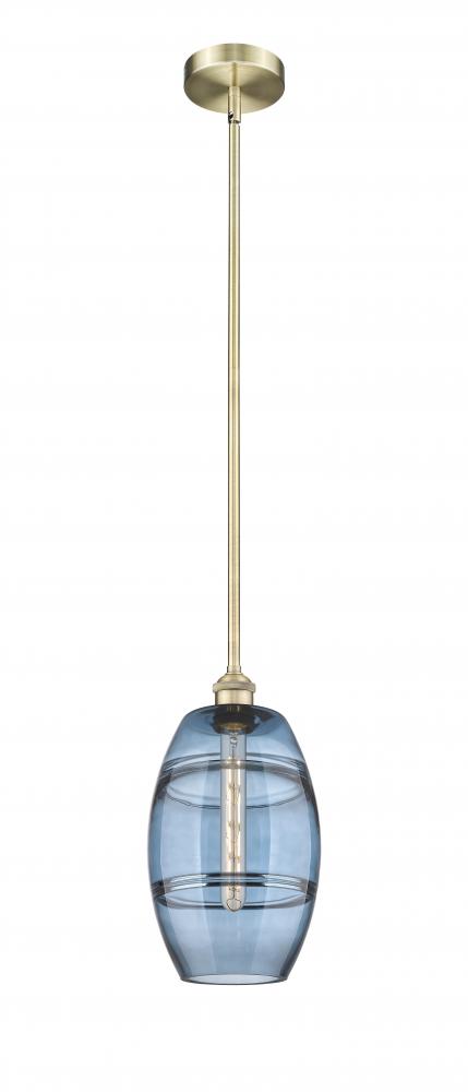 Vaz - 1 Light - 8 inch - Antique Brass - Cord hung - Mini Pendant