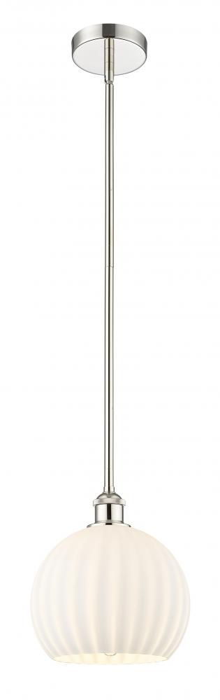 White Venetian - 1 Light - 10 inch - Polished Nickel - Stem Hung - Mini Pendant