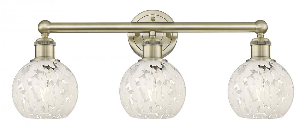 White Mouchette - 3 Light - 24 inch - Antique Brass - Bath Vanity Light