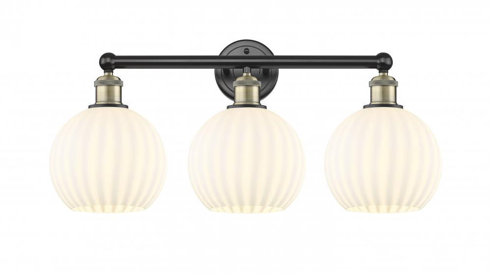 White Venetian - 3 Light - 26 inch - Black Antique Brass - Bath Vanity Light