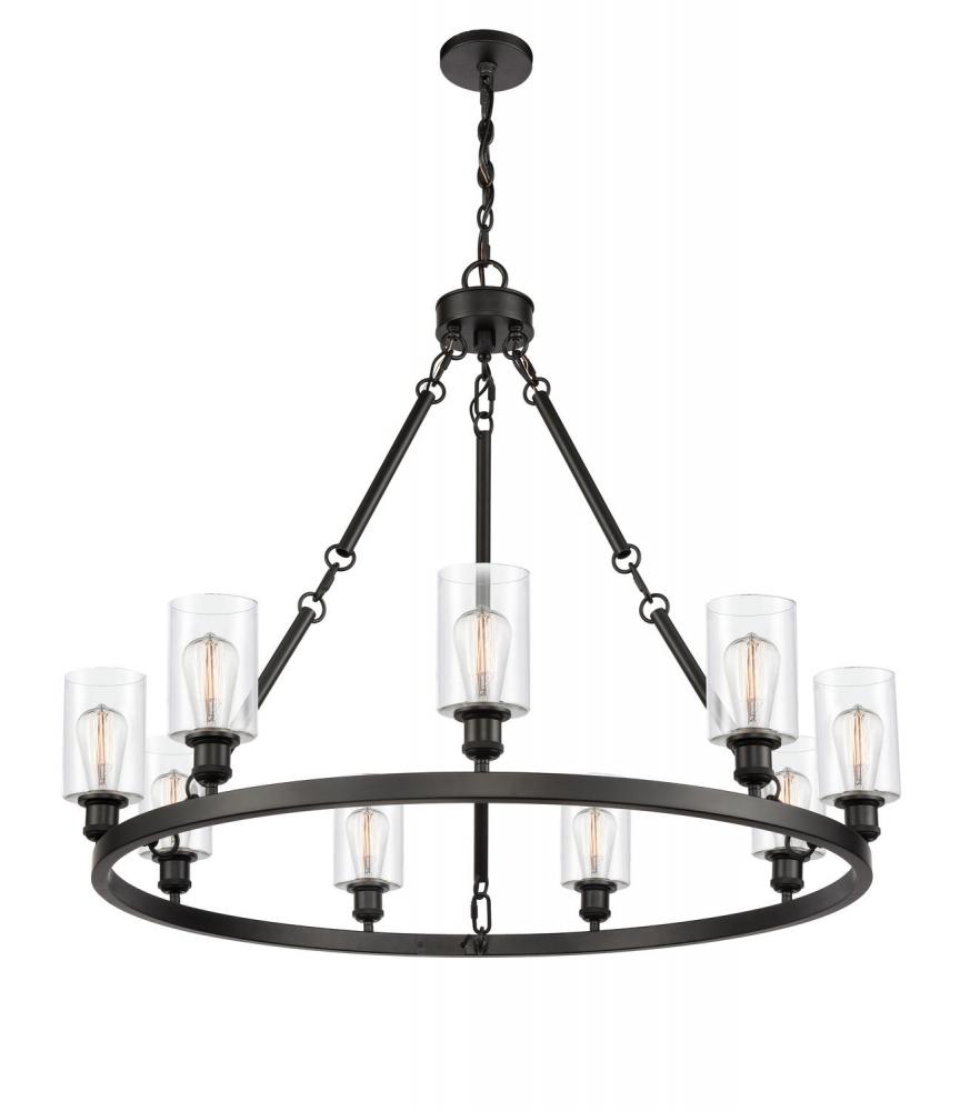 Clymer - 9 Light - 40 inch - Matte Black - Chain Hung - Chandelier