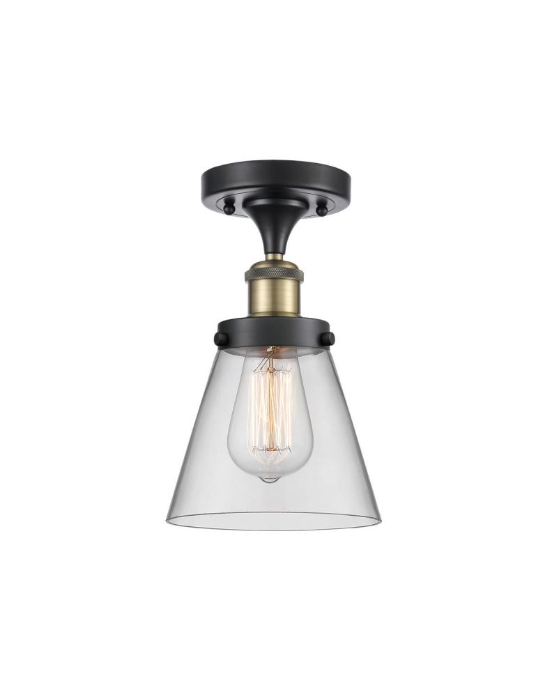 Cone - 1 Light - 6 inch - Black Antique Brass - Semi-Flush Mount