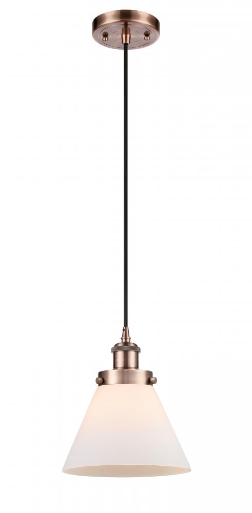 Cone - 1 Light - 8 inch - Antique Copper - Cord hung - Mini Pendant