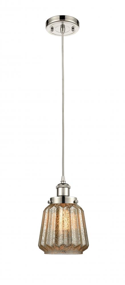 Chatham - 1 Light - 6 inch - Polished Nickel - Cord hung - Mini Pendant