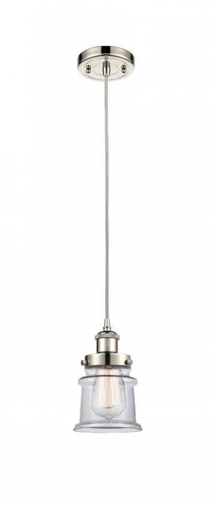 Canton - 1 Light - 6 inch - Polished Nickel - Cord hung - Mini Pendant