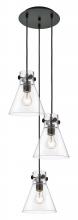  113-410-1PS-BK-G411-8CL - Newton Cone - 3 Light - 16 inch - Matte Black - Multi Pendant