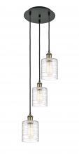  113B-3P-BAB-G1113 - Cobbleskill - 3 Light - 12 inch - Black Antique Brass - Cord Hung - Multi Pendant