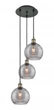 Innovations Lighting 113B-3P-BAB-G1213-8SM - Athens Deco Swirl - 3 Light - 15 inch - Black Antique Brass - Cord Hung - Multi Pendant