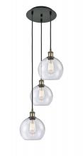  113B-3P-BAB-G124-8 - Athens - 3 Light - 15 inch - Black Antique Brass - Cord Hung - Multi Pendant