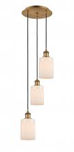  113B-3P-BB-G341 - Hadley - 3 Light - 11 inch - Brushed Brass - Cord Hung - Multi Pendant