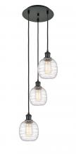  113B-3P-BK-G1013 - Belfast - 3 Light - 13 inch - Matte Black - Cord Hung - Multi Pendant