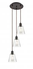  113B-3P-OB-G454 - Caton - 3 Light - 12 inch - Oil Rubbed Bronze - Cord Hung - Multi Pendant