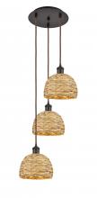 Innovations Lighting 113B-3P-OB-RBD-8-NAT - Woven Rattan - 3 Light - 15 inch - Oil Rubbed Bronze - Cord hung - Multi Pendant