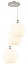  113B-3P-PN-G1217-12WV - White Venetian - 3 Light - 19 inch - Polished Nickel - Cord Hung - Multi Pendant