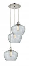  113B-3P-PN-G92-L - Fenton - 3 Light - 18 inch - Polished Nickel - Cord Hung - Multi Pendant