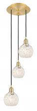  113B-3P-SG-G1216-6WM - White Mouchette - 3 Light - 13 inch - Satin Gold - Cord Hung - Multi Pendant