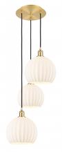  113B-3P-SG-G1217-10WV - White Venetian - 3 Light - 17 inch - Satin Gold - Cord Hung - Multi Pendant