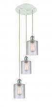  113B-3P-WPC-G112 - Cobbleskill - 3 Light - 12 inch - White Polished Chrome - Cord Hung - Multi Pendant