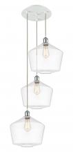  113B-3P-WPC-G652-12 - Cindyrella - 3 Light - 19 inch - White Polished Chrome - Cord Hung - Multi Pendant