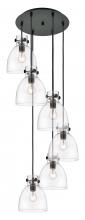  116-410-1PS-BK-G412-8CL - Newton Bell - 6 Light - 19 inch - Matte Black - Multi Pendant