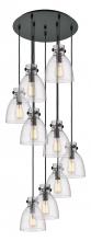  119-410-1PS-BK-G412-8SDY - Newton Bell - 9 Light - 22 inch - Matte Black - Multi Pendant