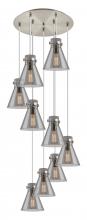 Innovations Lighting 119-410-1PS-SN-G411-8SM - Newton Cone - 9 Light - 22 inch - Brushed Satin Nickel - Multi Pendant