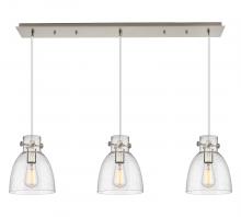  123-410-1PS-SN-G412-8SDY - Newton Bell - 3 Light - 40 inch - Brushed Satin Nickel - Linear Pendant