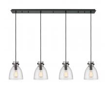  124-410-1PS-BK-G412-8SDY - Newton Bell - 4 Light - 52 inch - Matte Black - Linear Pendant