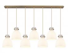  127-410-1PS-BB-G412-8WH - Newton Bell - 7 Light - 52 inch - Brushed Brass - Linear Pendant