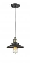 Innovations Lighting 201C-BAB-M6-LED - Railroad - 1 Light - 8 inch - Black Antique Brass - Cord hung - Mini Pendant