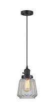  201CSW-BK-G142 - Chatham - 1 Light - 7 inch - Matte Black - Cord hung - Mini Pendant