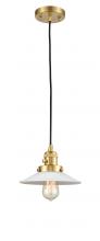  201CSW-SG-G1 - Halophane - 1 Light - 9 inch - Satin Gold - Cord hung - Mini Pendant