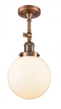  201F-AC-G201-8 - Beacon - 1 Light - 8 inch - Antique Copper - Semi-Flush Mount