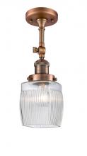 Innovations Lighting 201F-AC-G302-LED - Colton - 1 Light - 6 inch - Antique Copper - Semi-Flush Mount