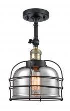 Innovations Lighting 201F-BAB-G73-CE - Bell Cage - 1 Light - 9 inch - Black Antique Brass - Semi-Flush Mount