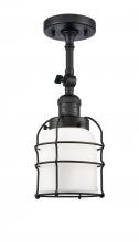 Innovations Lighting 201F-BK-G51-CE-LED - Bell Cage - 1 Light - 6 inch - Matte Black - Semi-Flush Mount