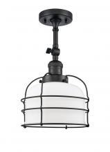 Innovations Lighting 201F-BK-G71-CE-LED - Bell Cage - 1 Light - 9 inch - Matte Black - Semi-Flush Mount