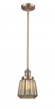 Innovations Lighting 201S-AC-G146-LED - Chatham - 1 Light - 7 inch - Antique Copper - Stem Hung - Mini Pendant