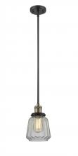 Innovations Lighting 201S-BAB-G142-LED - Chatham - 1 Light - 7 inch - Black Antique Brass - Stem Hung - Mini Pendant