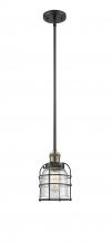 Innovations Lighting 201S-BAB-G54-CE-LED - Bell Cage - 1 Light - 6 inch - Black Antique Brass - Stem Hung - Mini Pendant