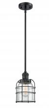 Innovations Lighting 201S-BK-G52-CE-LED - Bell Cage - 1 Light - 6 inch - Matte Black - Stem Hung - Mini Pendant